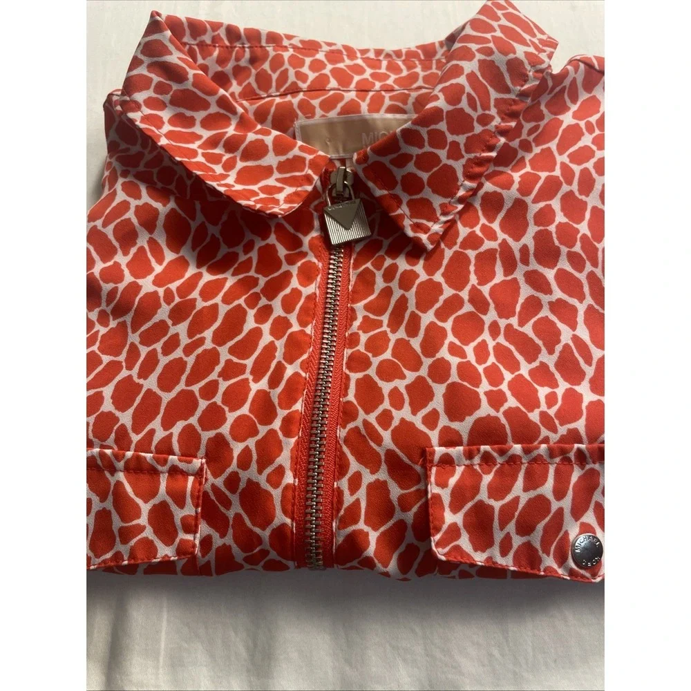 Michael Kors Women's Blouse Large Orange And White Design